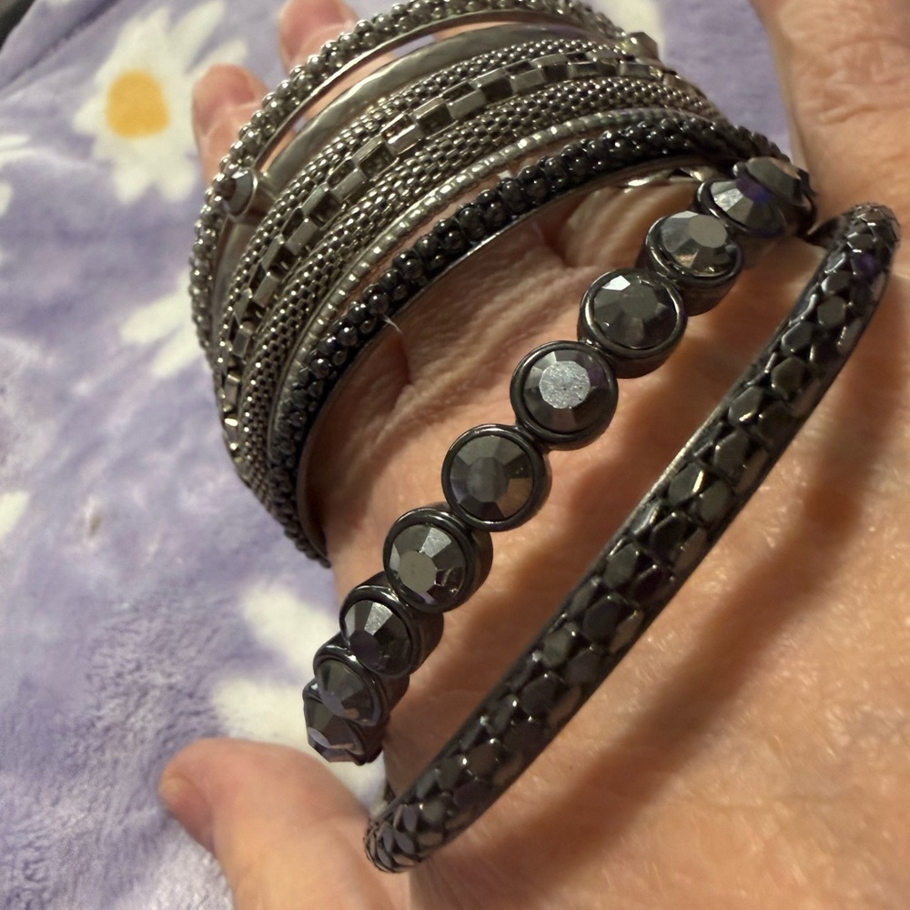 Stylish Silver and Black Bangle Set
You get all for one low price - Picture 7 of 12